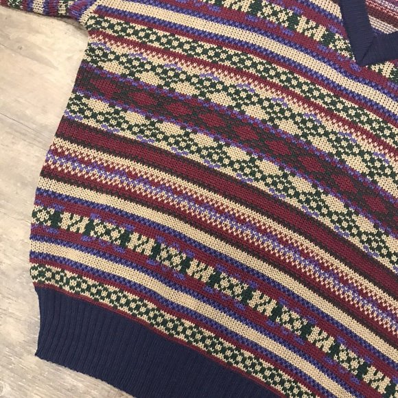 Vintage‎ Sears Men's Store Sweater Size XL Multicolor Blue Grandpa Acrylic - Picture 4 of 10